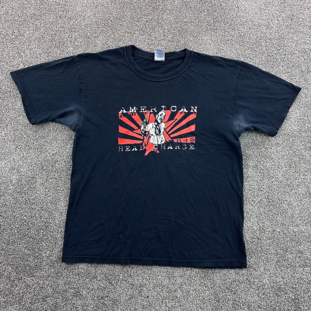 Vintage American Head Charge Shirt Mens Large Black Needle Drug Band Nu Metal